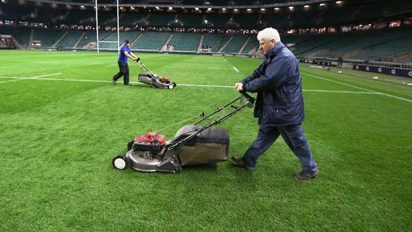 El cuidado del césped en Twickenham