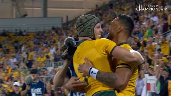 El mejor try del fín de semana fue para Israel Folau