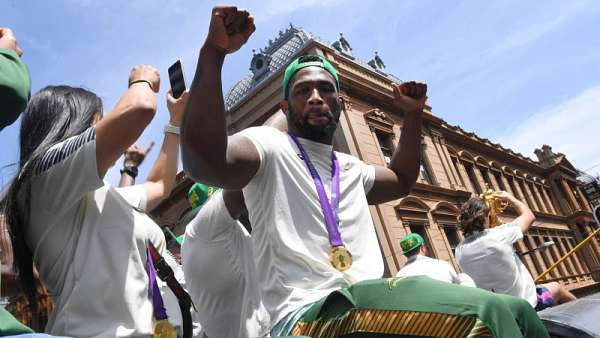 La bienvenida en Johannesburgo a los Springboks