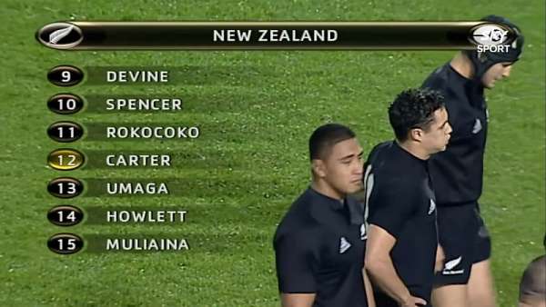 Los debut en los All Blacks: Dan Carter