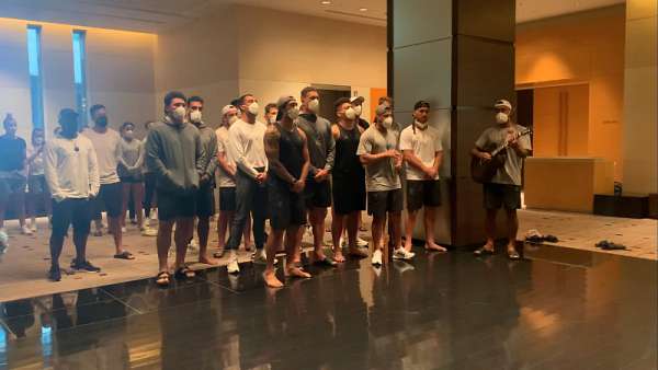 La bienvenida de los All Blacks 7s al Equipo de Remo