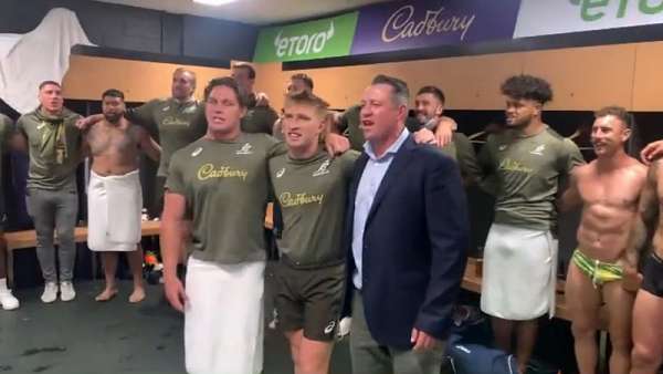 El festejo de Wallabies en los vestuarios